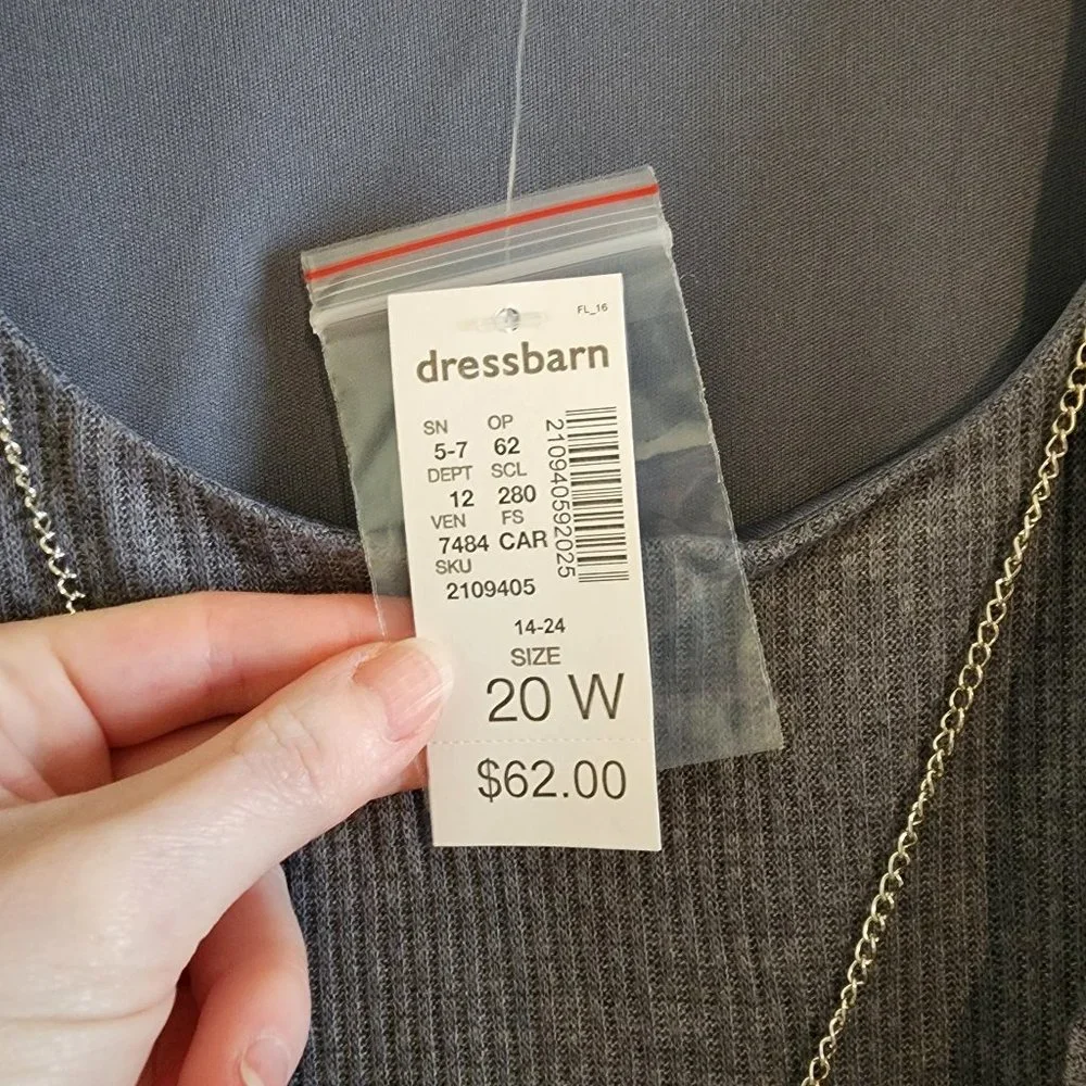 NWT Dressbarn Women's Gray Tiered Sweater Dress - Picture 4 of 7